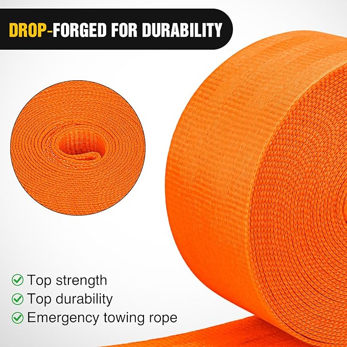 Nilight Boat Trailer Winch Strap 2" x 20' with Steel Hook 5500 LBS Break Strength Winch Strap for Pontoon, Jet Ski, Fishing Boat