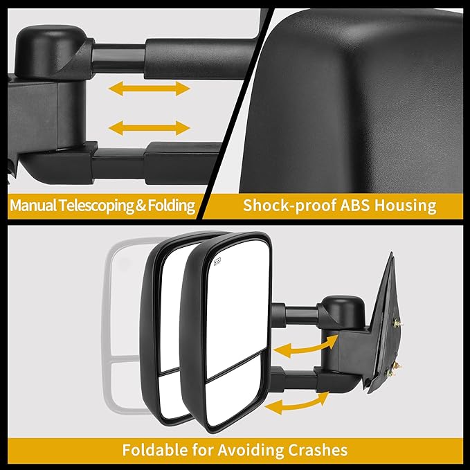 DWVO Towing Mirrors Compatible with 1999-2006 Chevy Silverado GMC Sierra(2007 Classic Only), 2000-2006 Chevy Suburban 1500 2500 GMC Yukon XL Tahoe Truck