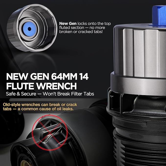 WORKPRO Oil Filter Wrench for Toyota Lexus..., 64mm 14 Flute Precision CNC Machined Aluminum Oil Filter Removal Tool for Toyota Camry, Tundra, Tacoma, 4Runner, RAV4 and More