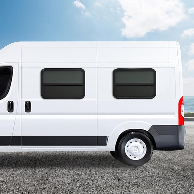 2PCs RV Window, Teardrop Horizontal Slide Black RV Window, Vertical Sliding RV Window 30" W x 20" H Horizontal Sliding Window Camper Trailer Window Horizontal Sliding Replacement Glass W/Trim Ring