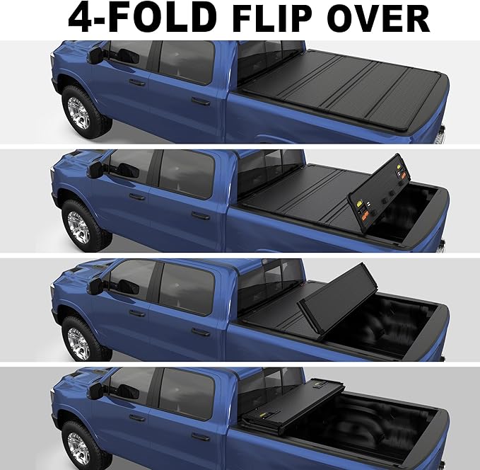 Quad Hard Truck Tonneau Cover Fleetside Compatible with 2009-2025 Dodge Ram 1500 Inclu. Classic & New Body (w/o Ram Box)-5.8 FT Bed On Top 67.4 inch Aluminum Bed Cover
