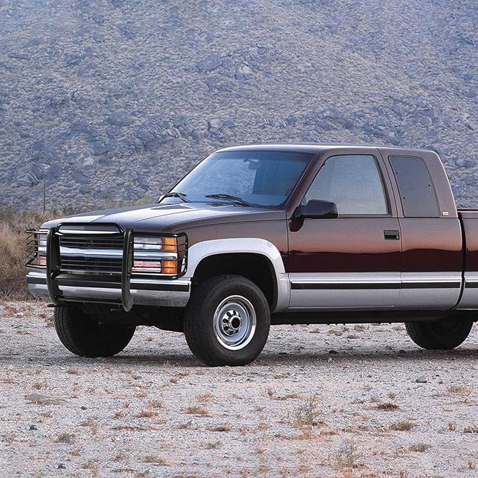 Brush Guard Grille Guard Fit for C/K Suburban 1500 2500 3500 1988-1998, fit for Blazer Jimmy Tahoe Yukon 1999-2007 Steel Front Bumper Protector Black