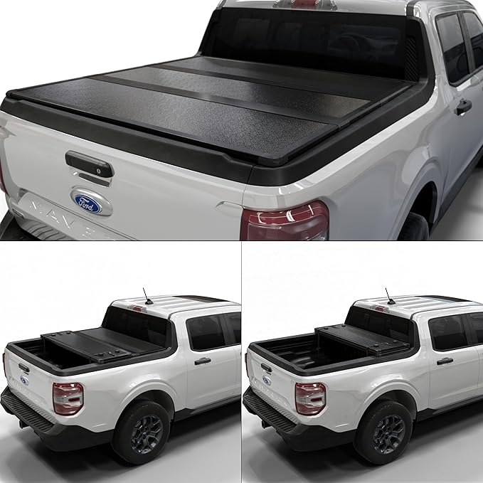 Hard Folding Truck Bed Tonneau Cover|HTF037|Fits 2022-2026 Ford Maverick 4' 6" Bed (54.4")