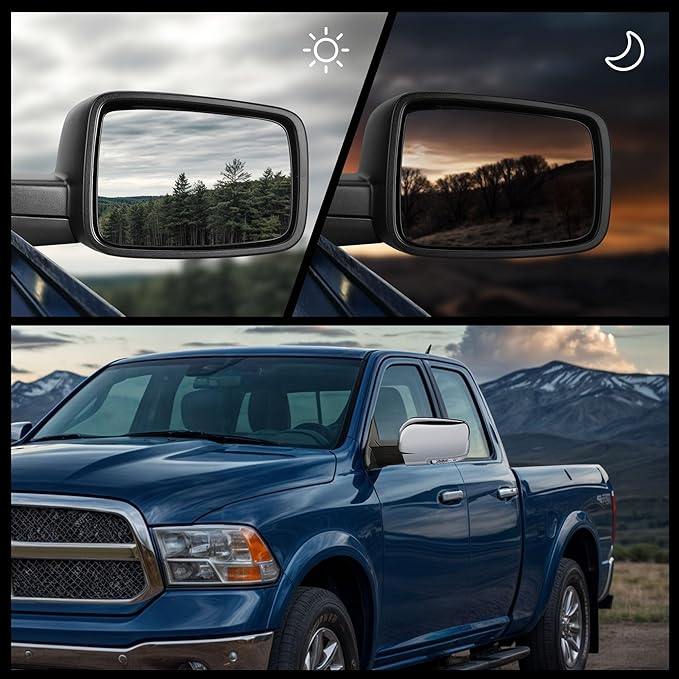 DWVO Towing Mirror fit 2009 2010 2011 2012 2013 2014 2015 2016 2017 2018 Dodge Ram 1500, 2010-2017 Ram 2500 3500, Side Mirror with Power Heated Turn Signal Light Filpup Pair Set