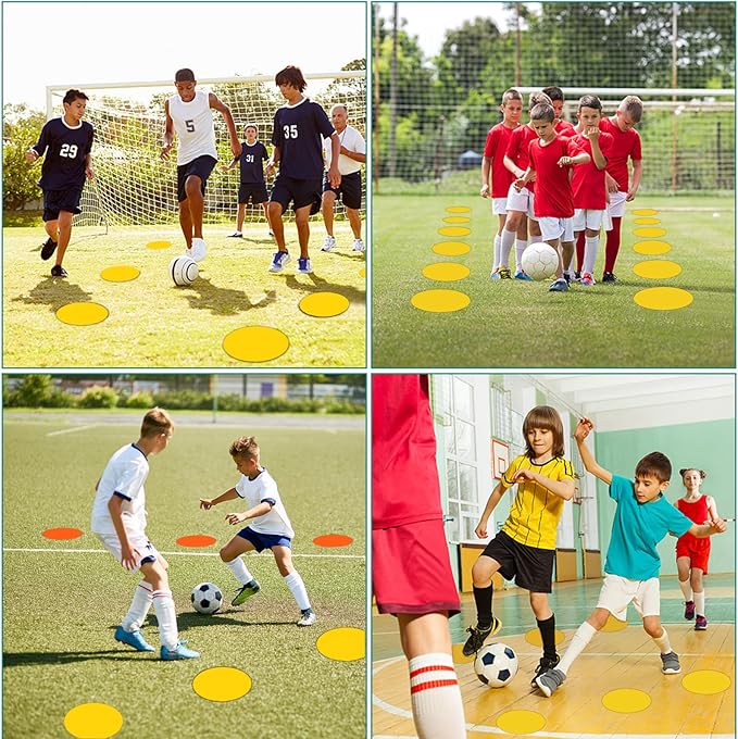 Spot Markers Rubber Floor Dots 9inch Non Slip Agility Dots Flat Cones for Kids Sports Soccer Basketball Training, Gym Training, Preschool Kindergarten Classroom
