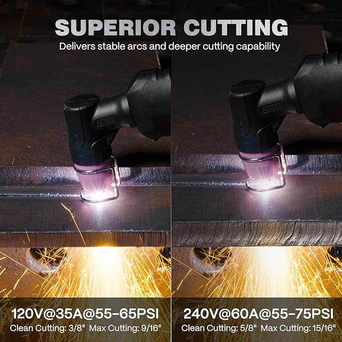 ARCCAPTAIN iControl CUT60 Pro Plasma Cutter, [APP Control] 60Amp Pilot Arc 120/240V Plasma Cutter Machine, Cuts 15/16" Max, Supports Rust Removal & Expanded Metal, LED Display, 2T/4T, PA/PT, MCU 3.0