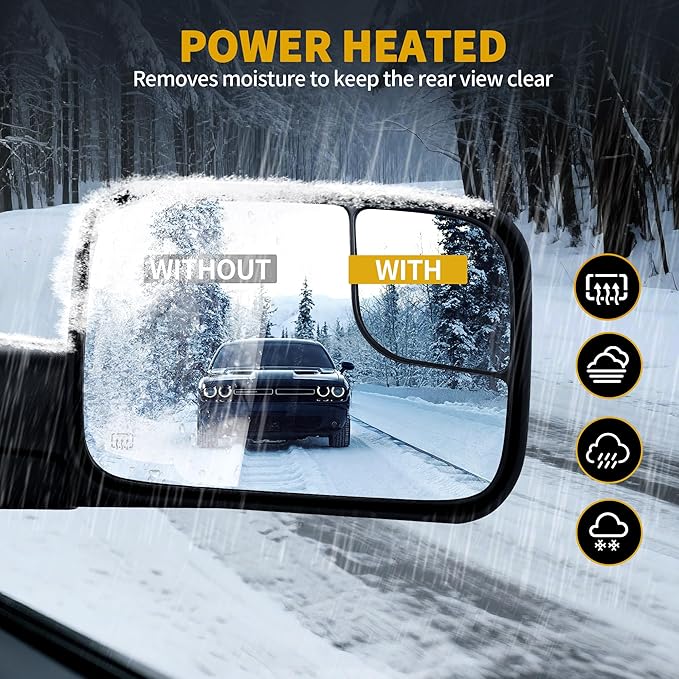 DWVO Side Towing Mirrors Compatible with 2005 2006 2007 2008 2009 2010 2011 2012 2013 2014 2015 Tacoma, Door Mirror with Power Adjustable Heated, Manual Folding Fliping Towing Mirrors