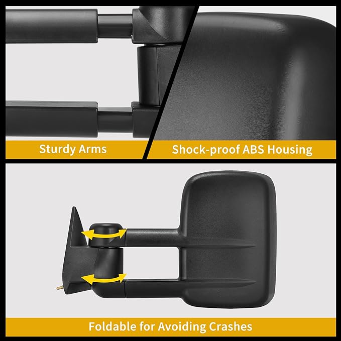DWVO Towing Mirrors Fit 88-99 Chevy GMC C1500 K1500, 88-00 C2500 C3500 K2500 K3500 with Power Adjusted Manual Telescoping