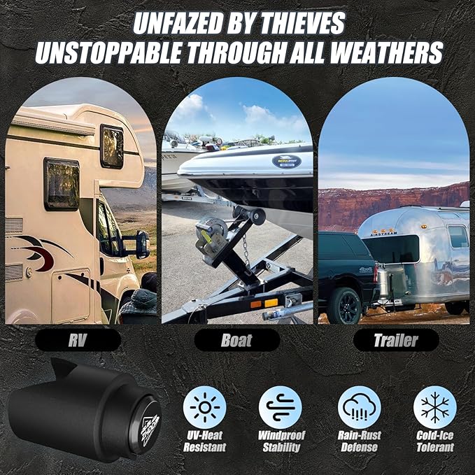 2 Inch Trailer Hitch Lock - 2178 Heavy Duty Anti Theft Lock Secures Ball Coupler and Safety Chains for RV,Boat,Dump,Cargo and Camper Trailers (Black)