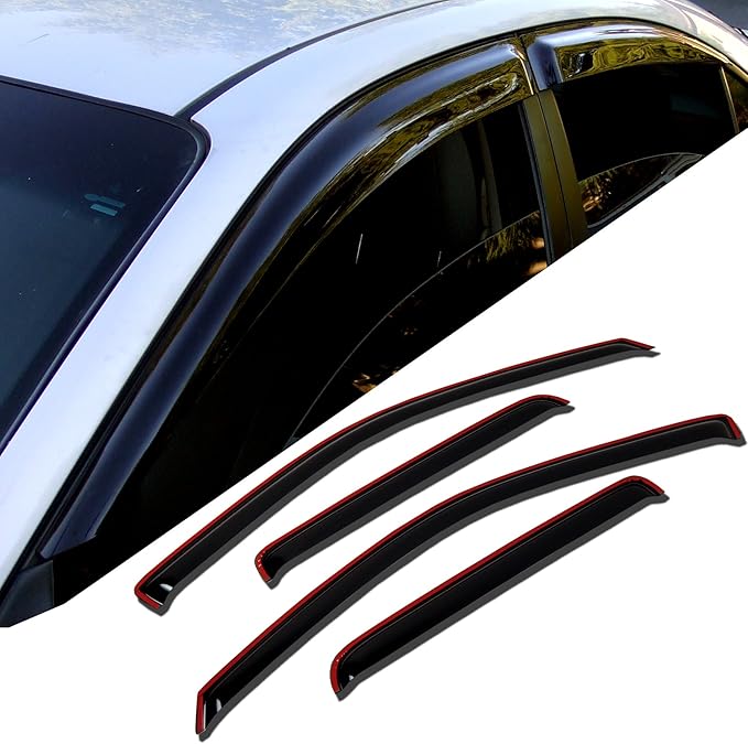 TuningPros WD-441 Tinted Smoke Out-Channel Window Visor Deflector Rain Guard 4-pc Set