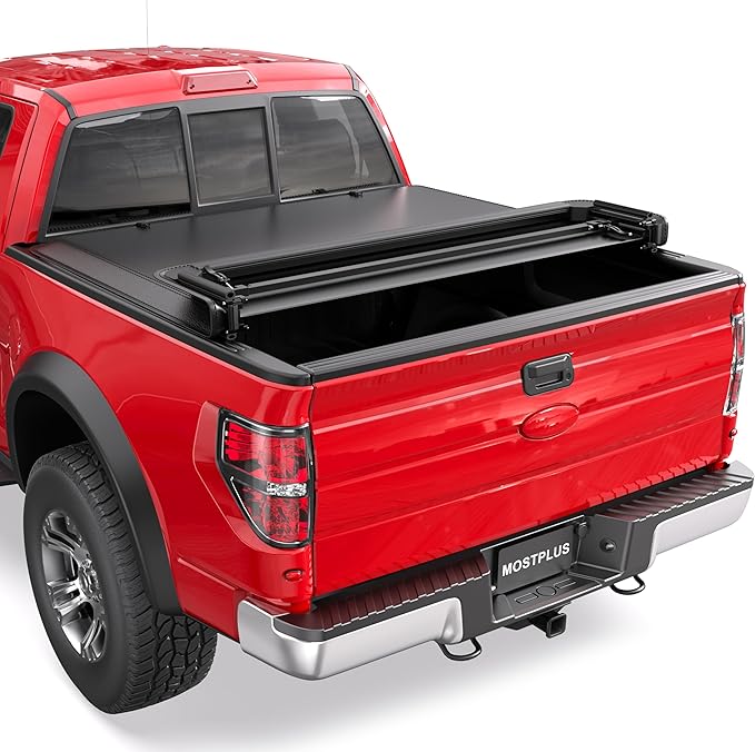 MOSTPLUS Quad 4-Fold 5.5 FT Soft Fold Truck Bed Tonneau Cover Compatible for 2009-2014 Ford F150 F-150 Styleside (Excl Raptor Series)
