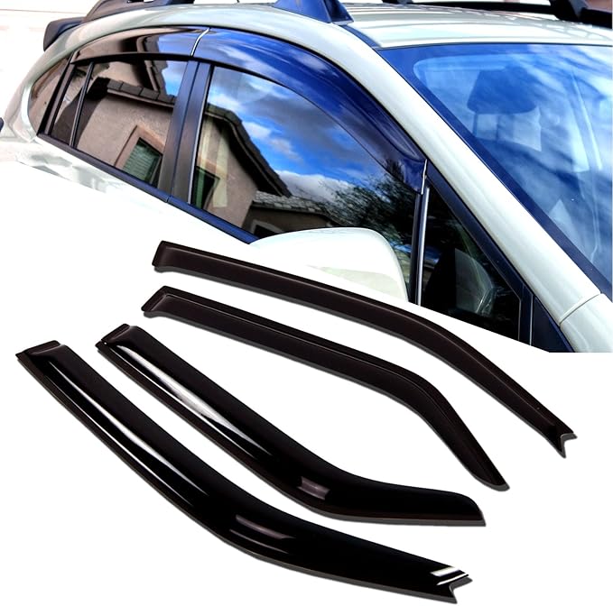 TuningPros WD-412 Tinted Smoke Out-Channel Window Visor Deflector Rain Guard 4-pc Set