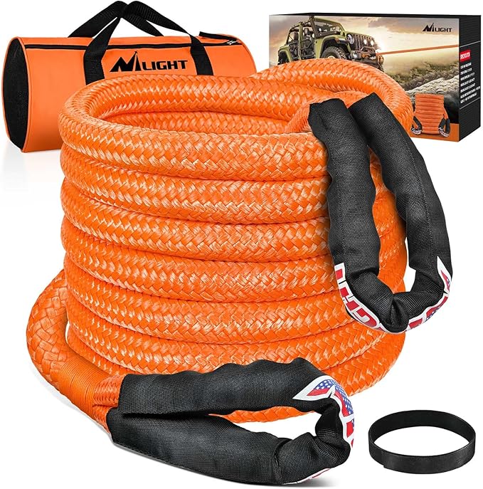Nilight Kinetic Recovery Rope 28,600LBS 7/8" x 20ft Snatch Strap Heavy Duty Offroad Towing Strap Kit Vehicle Recovery kit for UTV ATV SUV Truck Car Jeep Tractor