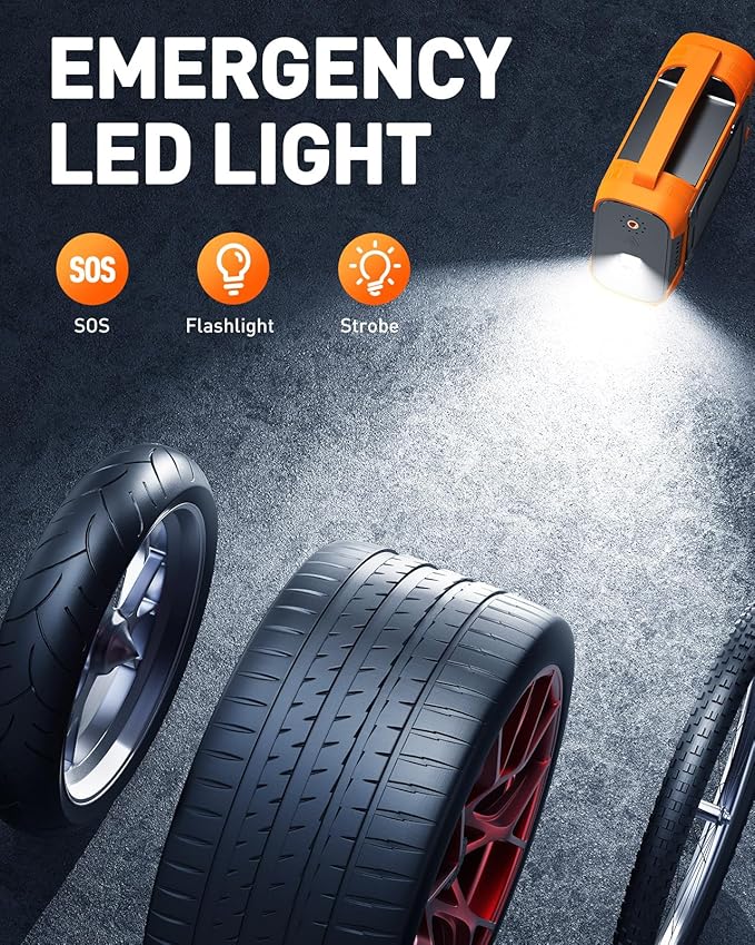 Jump Starter with Air Compressor, Car Battery Jump Starter 150PSI Tire Inflator, Battery Jumper Starter Portable Jump Box, 12V Portable Car Jump Starter for 9L Gas & 7L Diesel Engines