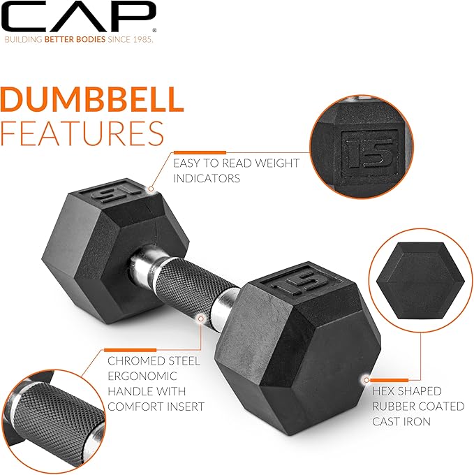 CAP Barbell Coated Dumbbell Weight | Multiple Options Pairs & Sets
