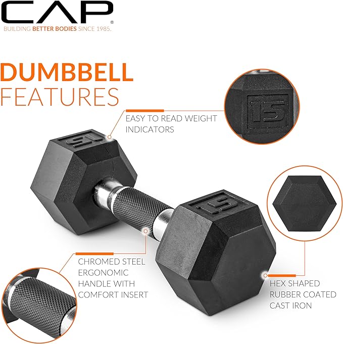 CAP Barbell Coated Dumbbell Weight | Multiple Options Pairs & Sets