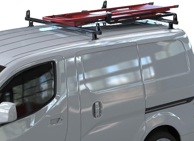 Universal 2 Bars Roof Ladder Rack 600 LBS Capacity Utility Adjustable Cross Bar with Stopper for Van Without Rain Gutter Fit for Kayak Canoe Ladder Lumber Pipes Cargo Carrier Accessories