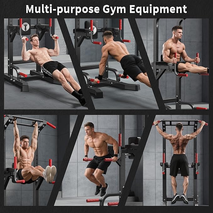 SogesPower Multi-Function Power Tower Pull Up Bar Station Pull Up Dip Station for Home Gym, Adjustable Height Pull Up Bar Stand Dip Bar Strength Training Workout Equipment