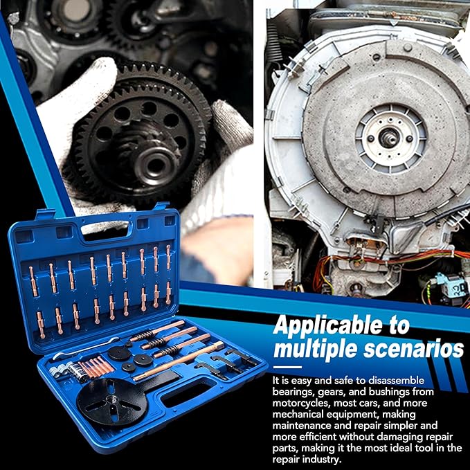 36 in1 Bearing Puller Separator Kit, Inner Bearing Puller Set, Blind Hole Bearing Puller Bearing Removal Tool with Spanner and Socket for Repair Motorbikes Car and Other Machinery.