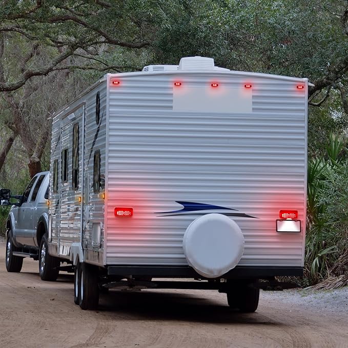 LINKITOM RV Camper Trailer Tail Light Kit, Super Bright Brake Stop Turn Reverse Tail License Marker Exterior Porch Utility Lights for Utility Trailer Camper RV