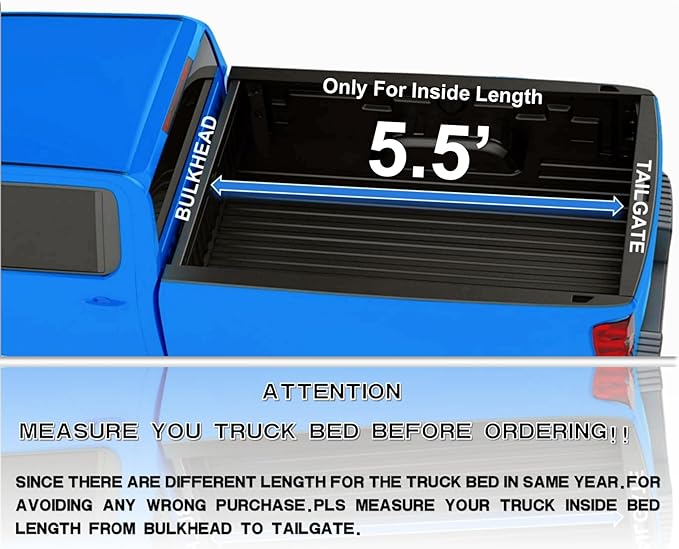 EZ-COVER 5.5' Hard Tri-Fold Truck Bed Cover Compatible for 2022-2026 Toyota Tundra FRP Tonneau Cover | Fit for Deck Rail System