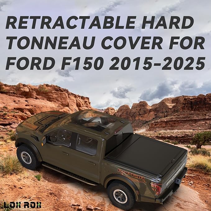 Retractable Hard Truck Bed Tonneau Cover for Ford F150 2015-2024 5.5 Bed | Durable, Waterproof, Easy to Install | Enhanced Security & Sleek Design | Aluminum | No Drilling Required