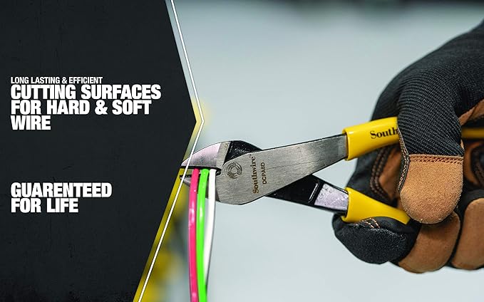 Southwire DCPA8D 8" Angled Head High-Leverage Diagonal Cutting Pliers with Dipped Handles; Yellow