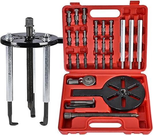 Bearing Puller Kit, Inner Hole 3-Jaw Puller with Curved Hook and Steel Collet Multi-Function Bearing Removal Tool