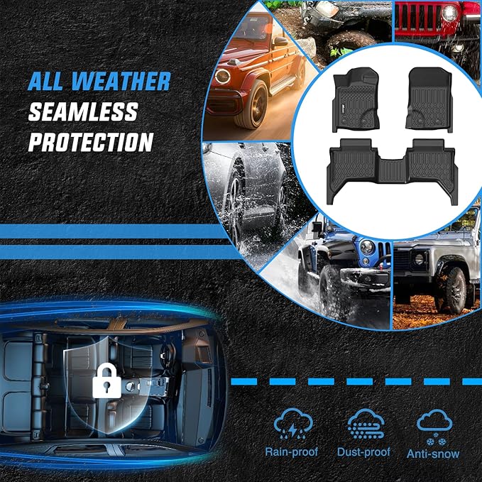 Nilight TPE Floor Mats for Ford Ranger SuperCrew Cab 2019 2020 2021 2022 2023 2024, All Weather Custom Fit Heavy Duty Floor Liners