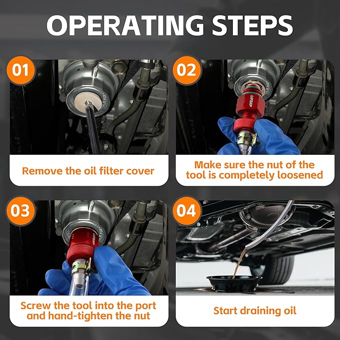 Oil Filter Drain Tool,Aluminum Alloy Upgraded Large Hole and Thickened Tube for Toyota, Lexus, Scion 2.0L - 5.7L Vehicles with Cartridge Style Filter System Oil Change Kit-Red