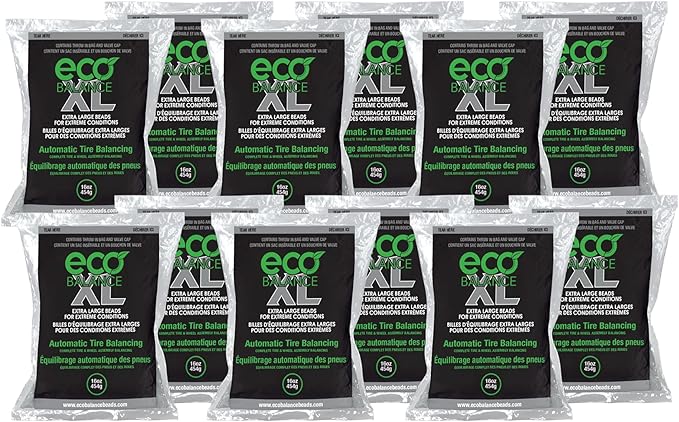 ECO Balance 16-ECOXL12 ECO XL Extreme Condition Tire/Wheel Balancing Beads - Off-Road Vehicles, Light Duty Truck Tires, (12) 16oz Balance Bead Bags, (12) Valve Caps