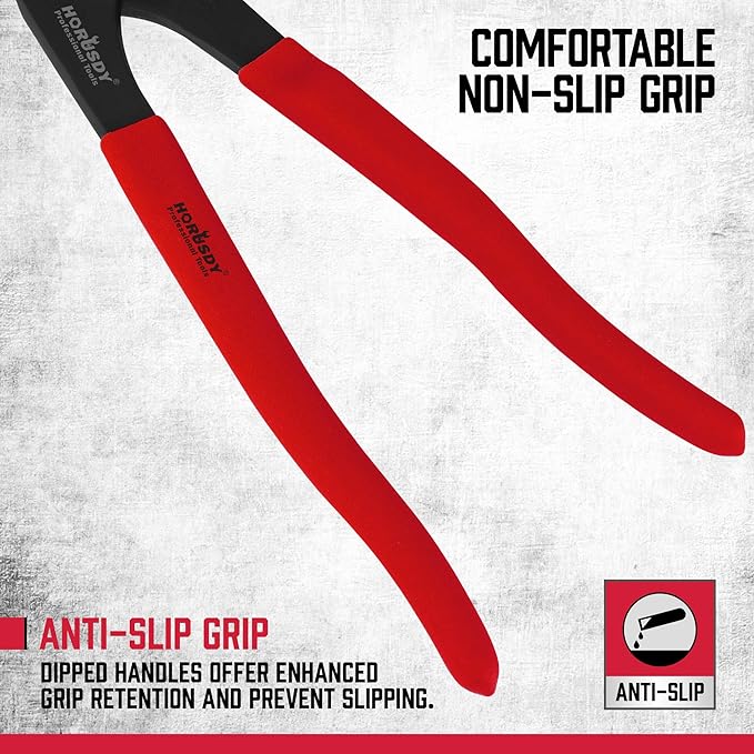 HORUSDY 12" Adjustable Oil Filter Pliers, Adjustable Oil Filter Wrench Removal Tool (Red)