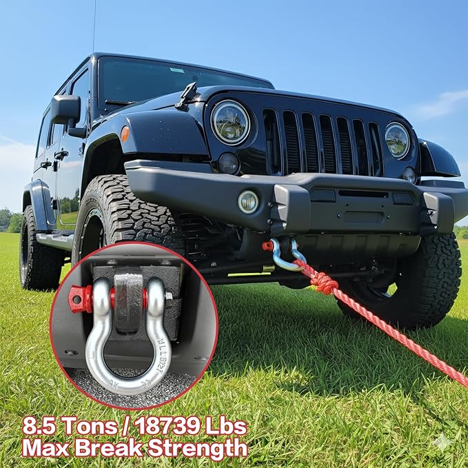 4 Pack 1" Anchor Shackle, D Ring Anchor Shackles Alloy Steel, Load Limit 8.5 Tons (17,000 lbs) with Alloy Screw Pin, Heavy Duty Clevis Bow Shackle for Towing, Rigging, Vehicle Recovery