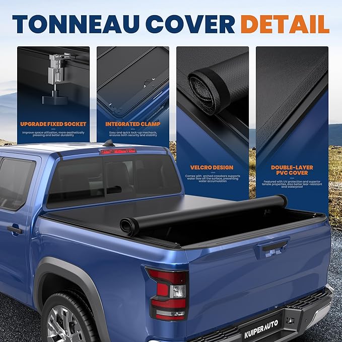 Roll-Up Soft Vinyl Truck Bed Cover Compatible for 2005-2025 Nissan Frontier Tonneau Cover | Fleetside 5 FT Bed On Top 60 inch