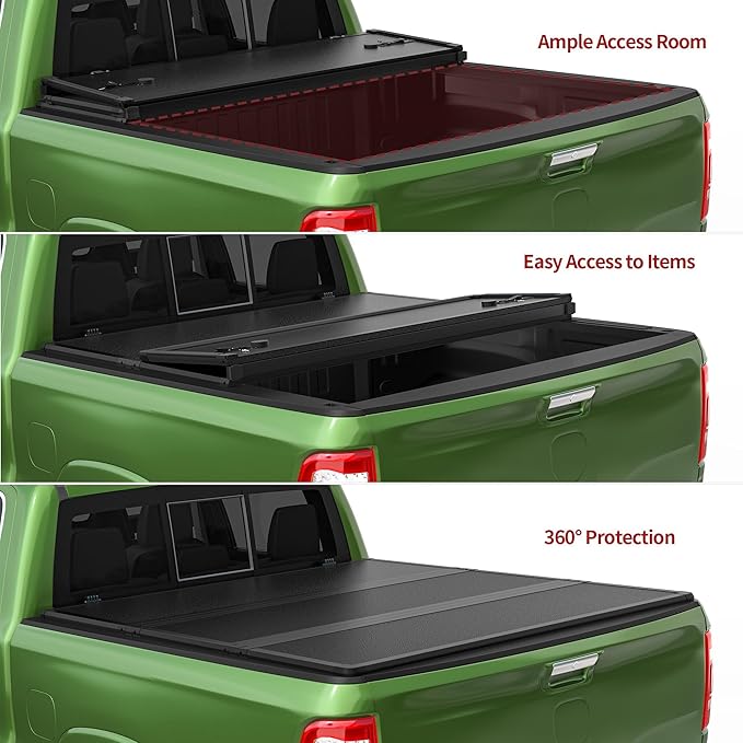 YITAMOTOR FRP Hard Tri-Fold Truck Bed Tonneau Cover Compatible with 2015-2025 Chevy Colorado/GMC Canyon 5.2 ft Bed