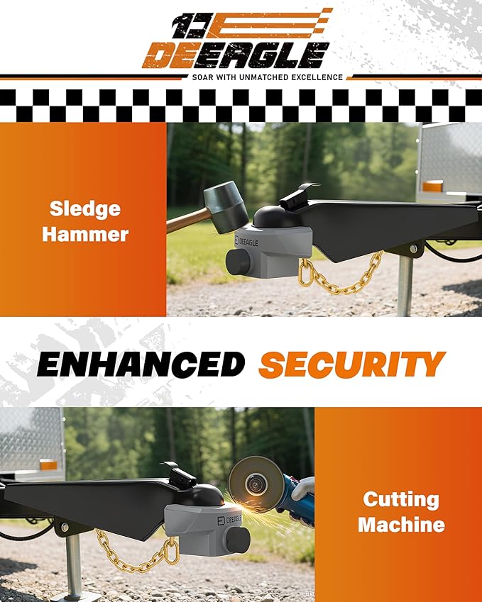 DEEAGLE Heavy Duty Trailer Coupler Lock, RV Trailer Locks Fits 2-5/16” Couplers, Anti-Theft Ball Hitch Lock, Grey