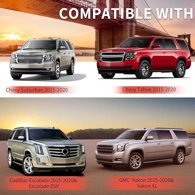 KINGGERI 220lbs Roof Rack Cross Bars Compatible with Chevrolet Tahoe & Suburban, GMC Yukon & Yukon XL, Cadillac Escalade & Escalade ESV 2015-2020, Heavy Duty Aluminum Roof Rails Crossbars All Metal