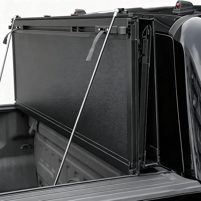 Kikito Truck Bed Tonneau Cover Compatible with 2017-2025 Ford F-250/350 Super Duty with 6.75ft Bed (82") Flip-Up Style FRP Hard Folding Truck Bed Cover No-Drill 100% Bed Access
