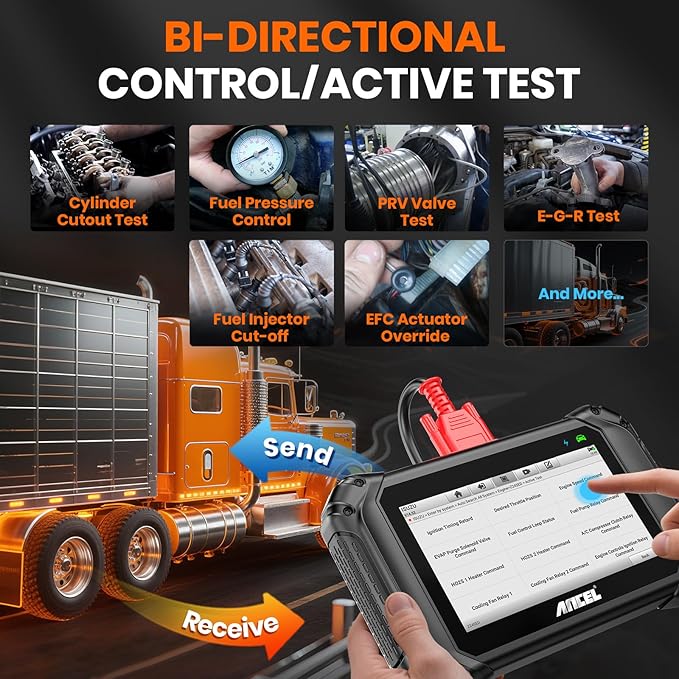 ANCEL V5 HD PRO Heavy Duty Truck Scanner, New Bi-Directional Control Diesel Full System Diagnostic Tool with 40+ Resets, ABS SRS D-P-F Regen, Lifetime Free Updates for Semi Trucks Commercial Vehicles