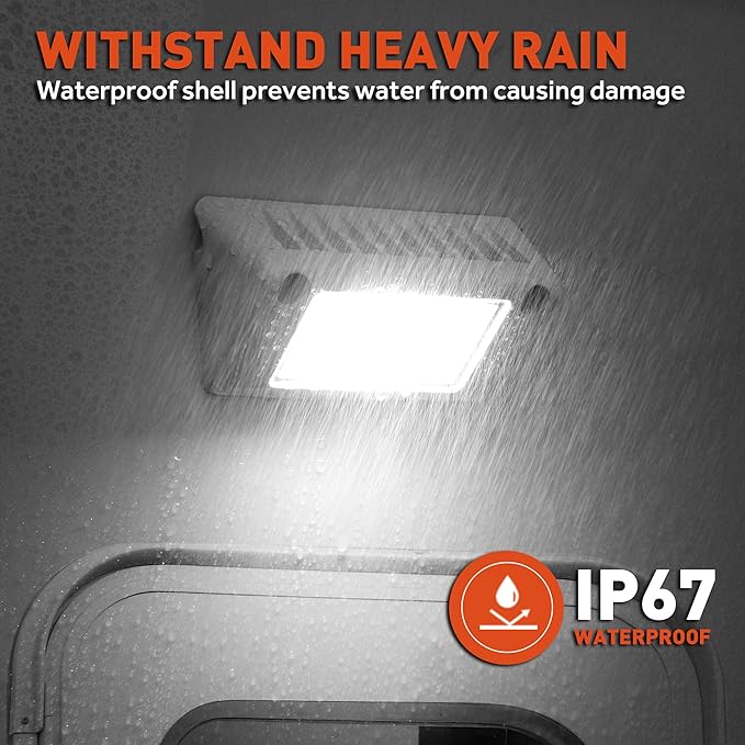 LED RV Exterior Porch Utility Light White Waterproof 10-30V DC Low Current 5" Lighting Fixture 45W 2000LM Aluminum Base led Scene Lighting for RV, Trailer, Camper-2 Pack (6000K Nature White)
