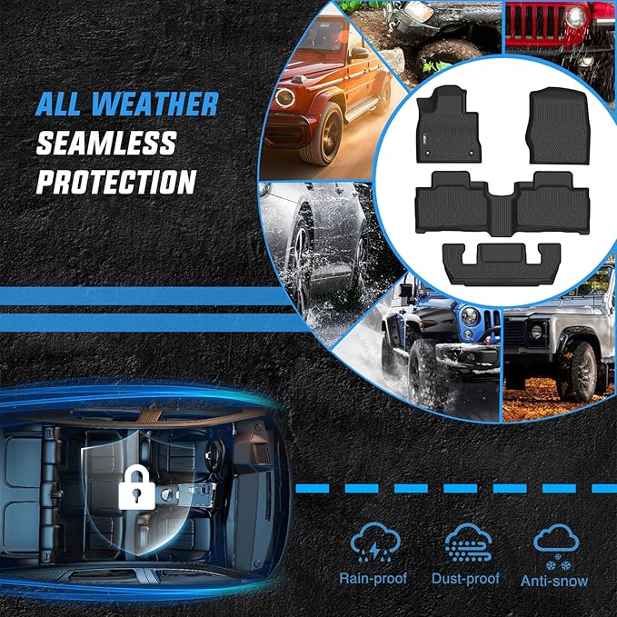 Nilight TPE Floor Mats for Ford Explorer 6 Seats 2020 2021 2022 2023 2024 2025,All Weather Custom Fit Heavy Duty Floor Liners