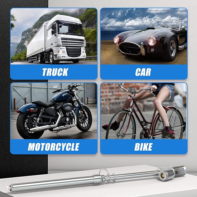 MEANLIN MEASURE Silver Double Straight Type Tire Pressure Gauge，Dual Head Air Pressure Gauge 1Pcs，Pressure Range 10-150 Psi(Suitable for Trucks, etc.