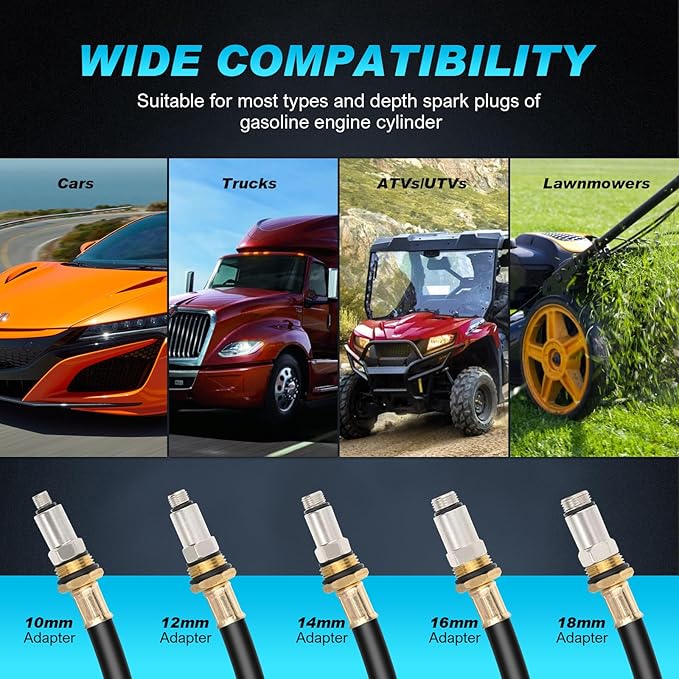 Nilight Engine Compression Tester Kit, 11 PCS with Spark Plug Tester, Automotive Cylinder Pressure Gauge Tool Set for Gasoline Engines