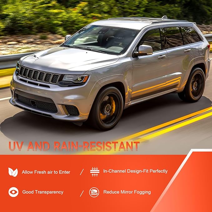 ACLONG in-Channel Rain Guards Black Window Visors Compatible with Jeep Grand Cherokee 2011 2012 2013 2014 2015 2016 2017 2018 2019 2020 Side Shatterproof Sun Visor Window Deflectors 4-Pieces