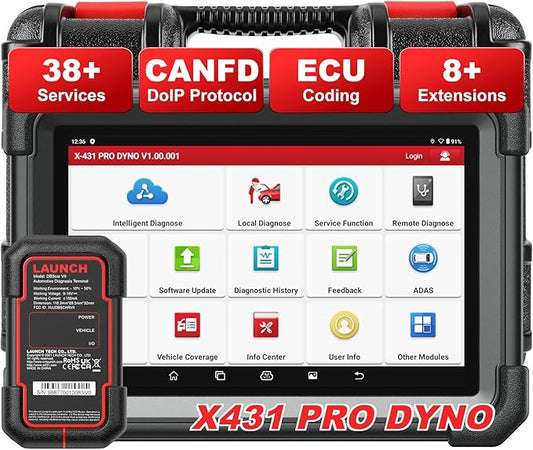 Launch X431 PRO Dyno Bidirectional Scan Tool, ECU Coding Online Offline, 38 HOT Services, CANFD DoIP, FCA SGW, 8 Expansion Modules