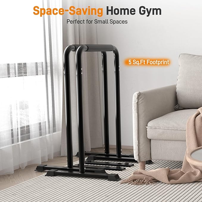 2-in-1 Adjustable Dip Bar Pro Max - Heavy Duty Parallel Bars with Connecting Parts, Extra Tall & Thickened Steel Design for Home Gym, Calisthenics & Strength Training