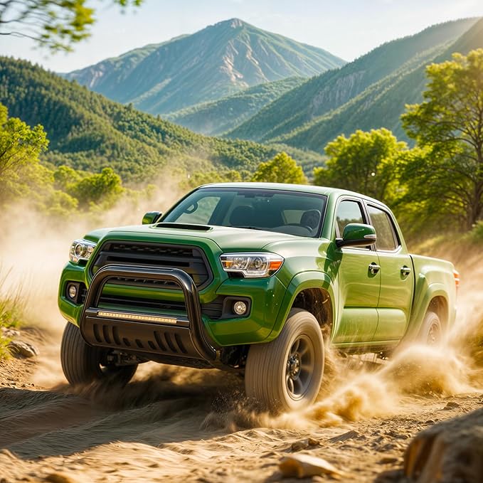 AUTOSAVER88 Bull Bar with LED Light Bar Compatible for 2004-2023 Ford F-150 F150 3" Tubing Front Grille Brush Push Bumper Guard Include Skid Plate Light Mount Black