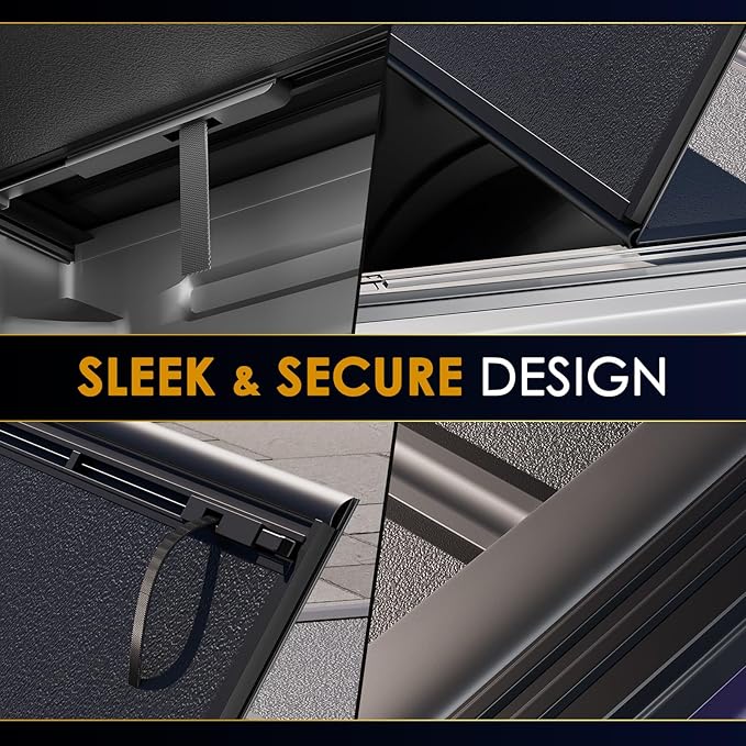 Low Profile Hard Tri Fold Tonneau Cover Truck Bed Cover for 19-26 Chevy Silverado/GMC Sierra 1500 5.8ft Bed, Heavy-Duty Locking Drill-Free Install Waterproof Fiberglass Anti-Theft Security (69.3")