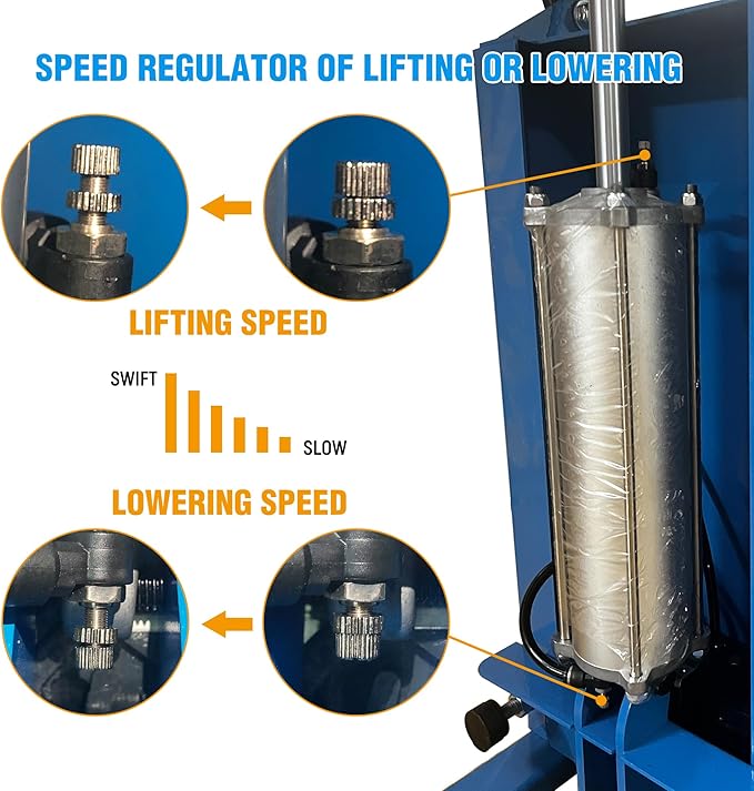 VECONOR Pneumatic Tire Lifter, for Tire Changer, Air-Powered Tire Lifting Machine, Wheel Lifter, with Rollers for Moving Tires onto Tire Changer, 90-Degree Flip Panel