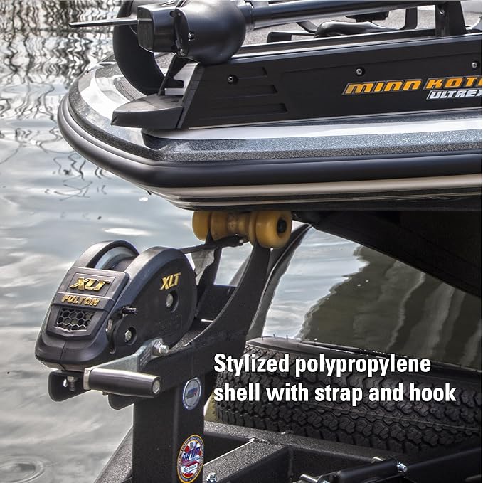 Fulton 142314 XLT Boat Trailer Winch with 20 Foot Winch Strap with Hook, 1,800 lbs. Capacity, Single-Speed Hand Crank Winch, Solid Drum Gear System